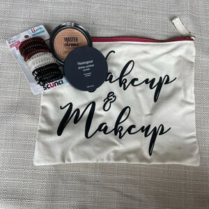 *NEVER USED* Makeup Bag, Hair Ties, Shine Control Powder, and Highlighter Bundle